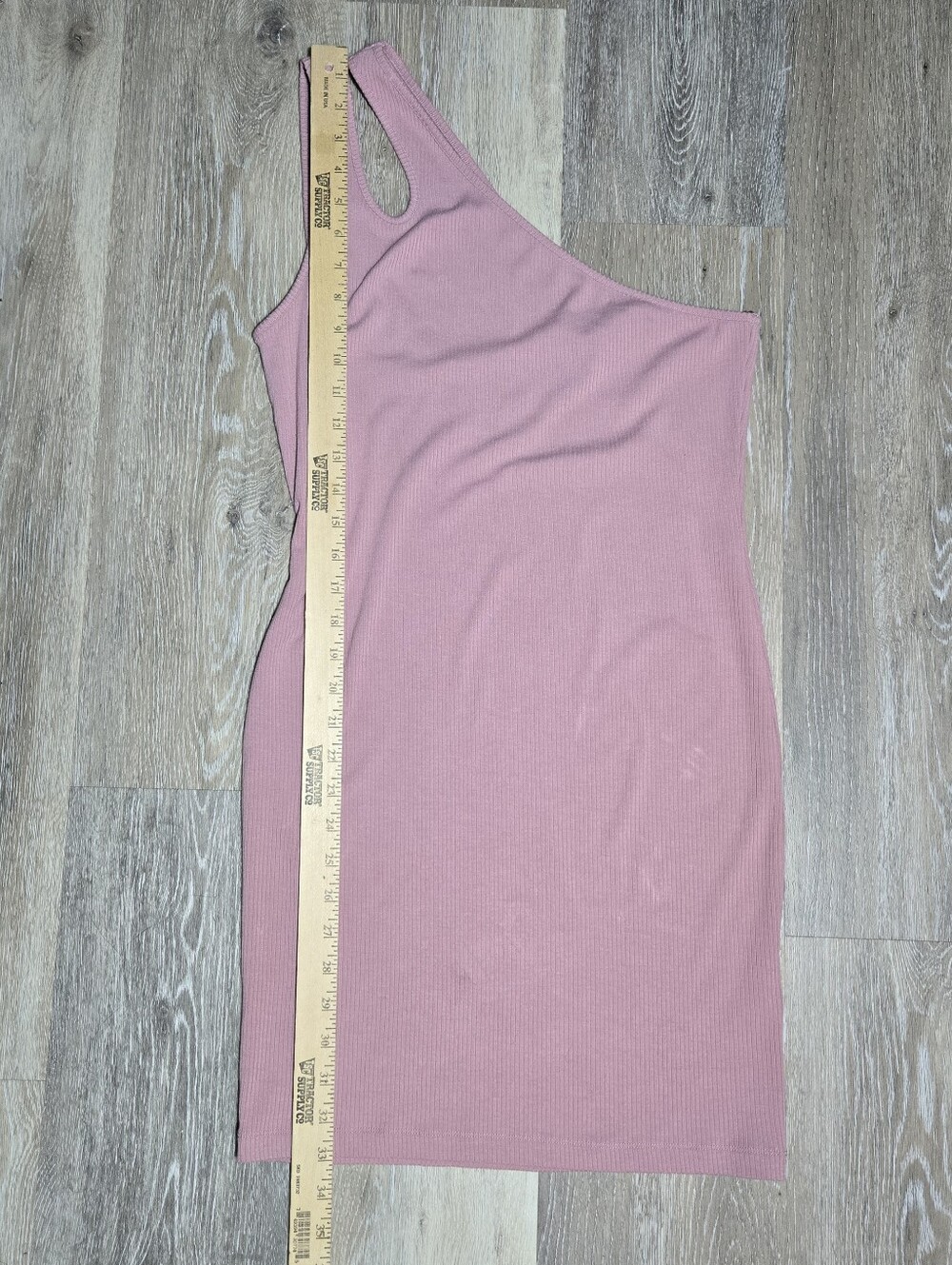 Elodie One-Shoulder Ribbed Bodycon Dress in Dusty Rose NWOT Size Large - Picture 2 of 7